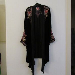 Johnny Was elegant black velvet long topper size #